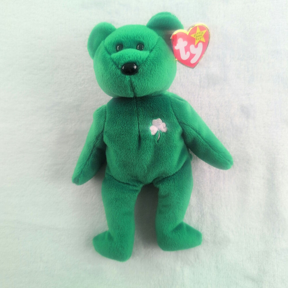 1997 Ty Beanie St Patrick's Day "Erin" Bear With Tag